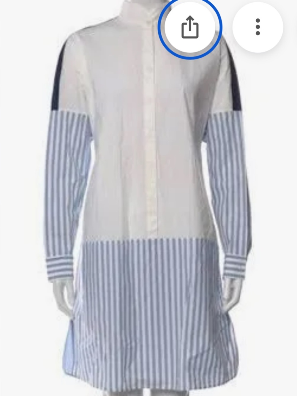 Akris Punto White Shirt Dress with Blue Stripe Panels